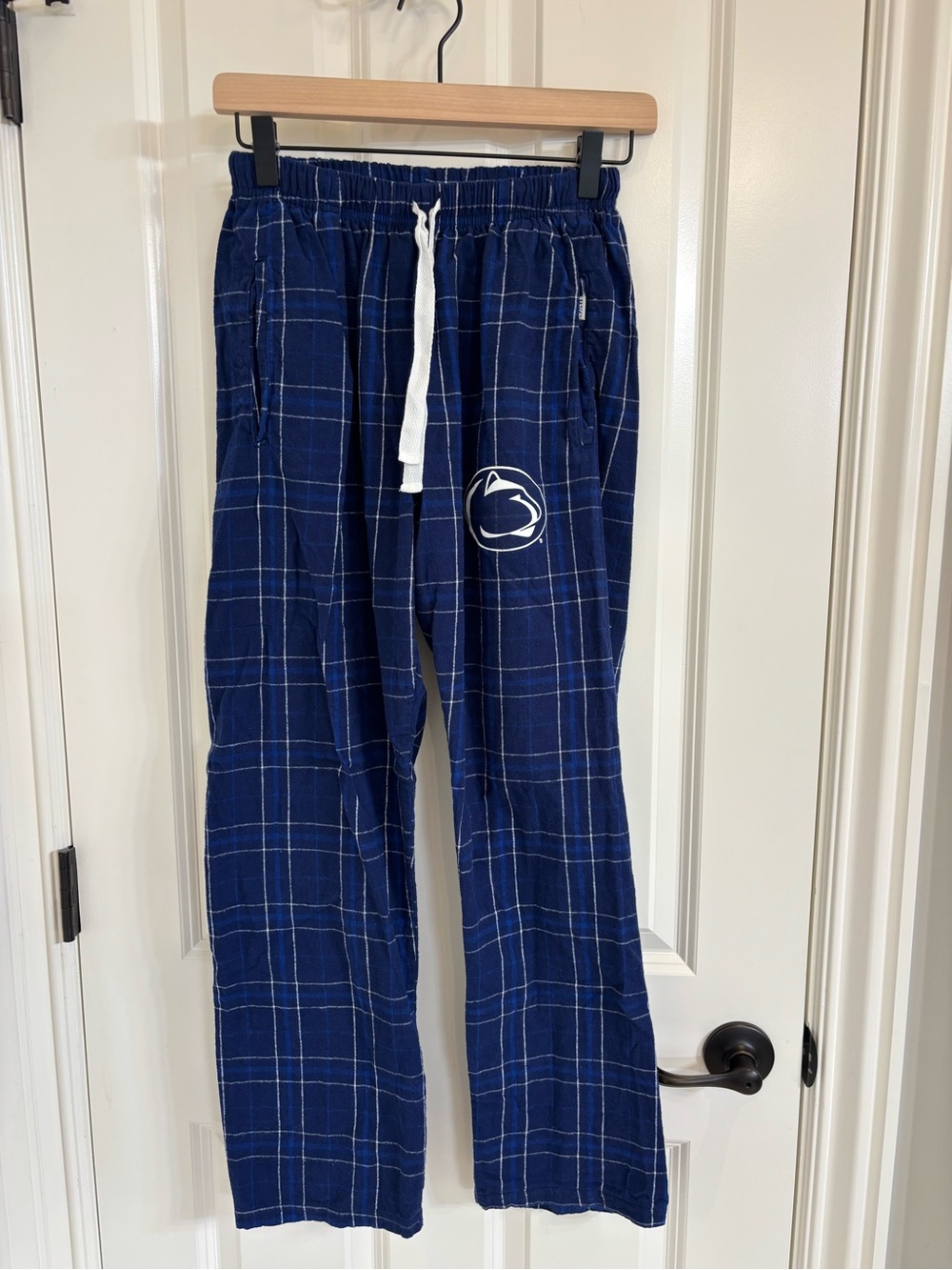Penn State boxercraft Navy Plaid Lounge Joggers with White Drawstring